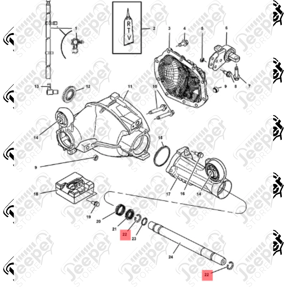 Clip pour arbre de roue avant Jeep Grand Cherokee WH, WK - 0183.65 / 52069710 / 52069710AA / 52069710AB / 52069710AC