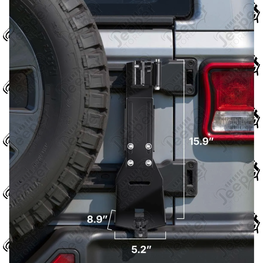 Fixation de cric sur charnières de coffre pour cric type Hi-Lift FLJ Offroad "IronJack" pour Jeep Wrangler YJ, TJ, JK, JL
