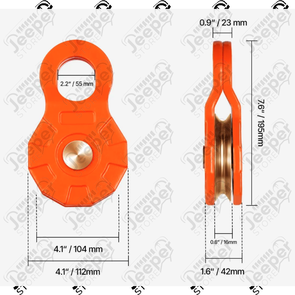 Poulie de mouflage (de renvoi) pour treuillage tout terrain 4x4 Jeep 