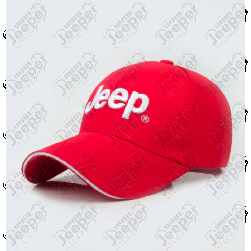 Casquette Jeep, rouge écrit Jeep en blanc