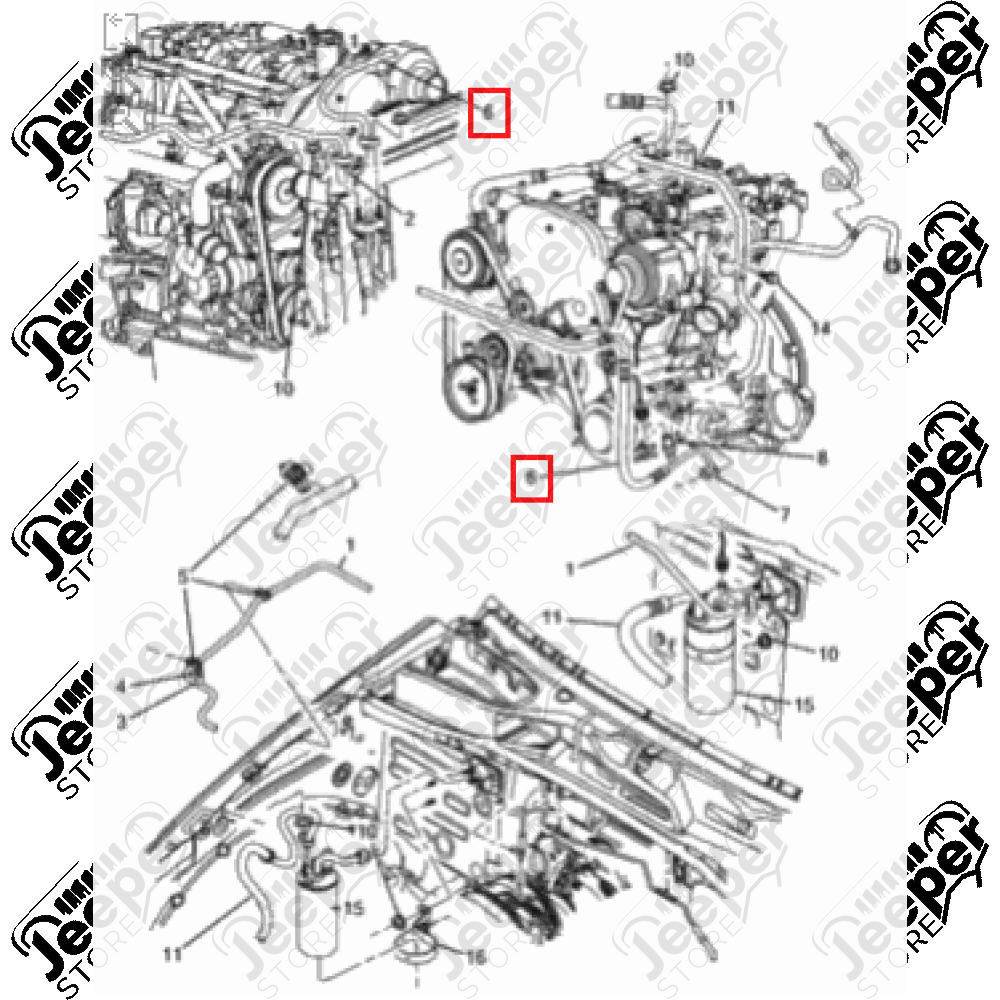 Durite de climatisation 2.5L CRD et 2.8L CRD Jeep Cherokee Liberty KJ