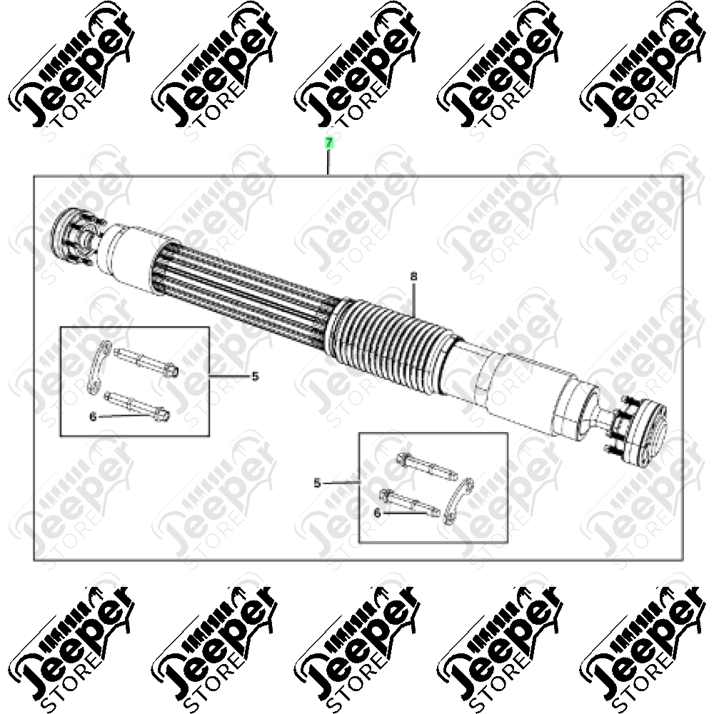 Arbre arrière avec 2 joints homocinétiques (origine) pour 2.8L CRD (200 ch.) avec boite auto Mercedes NAG1 Jeep Wrangler JK Unlimited (4 portes)