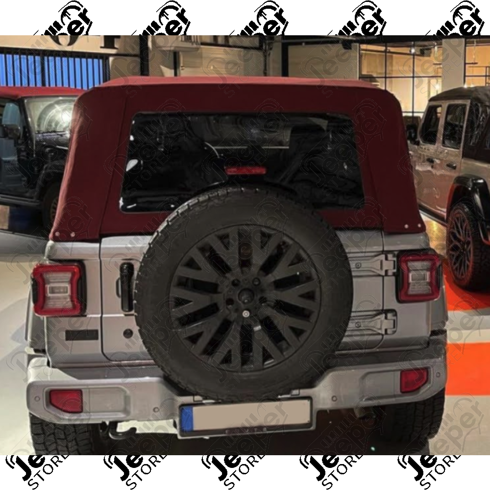 Bâche électrique Squareback by MyTop - Couleur : Burgundy (Bordeaux) - Jeep Wrangler JL Unlimited (4 portes)