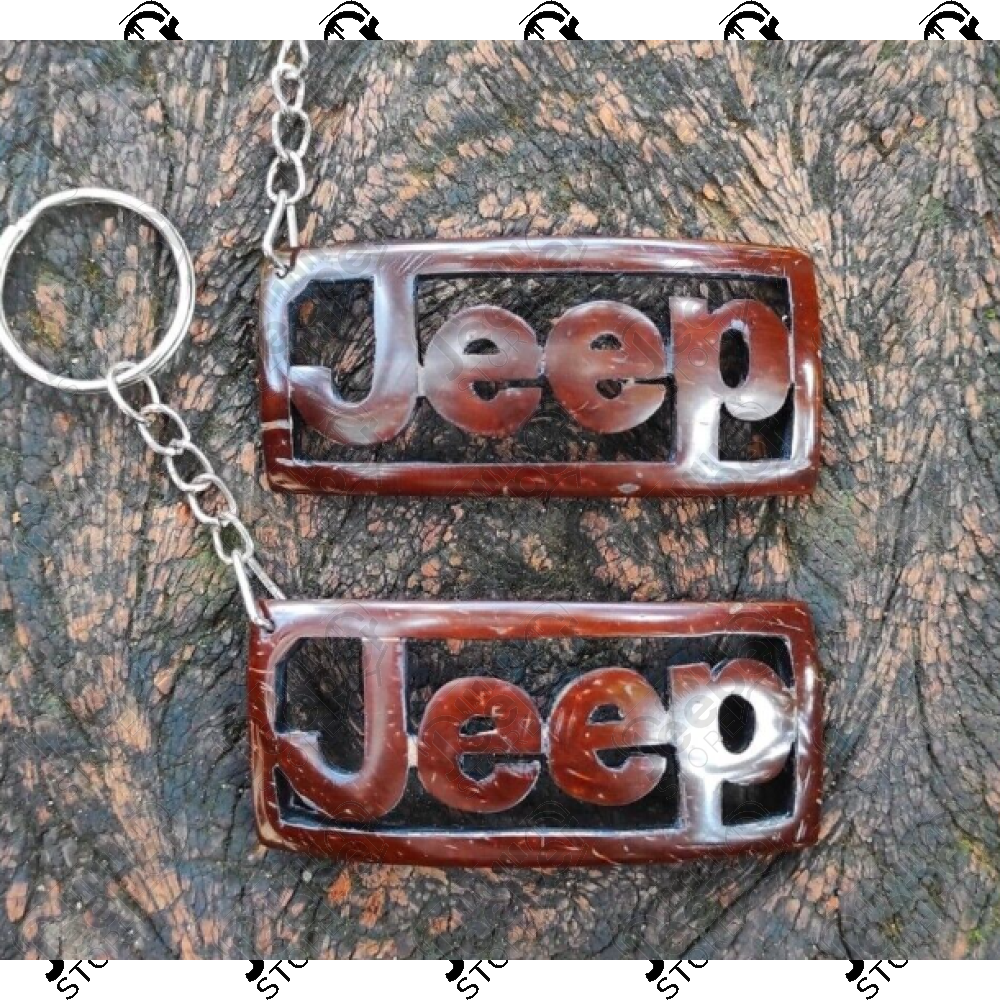Porte clef Jeep naturel en écorce de coco