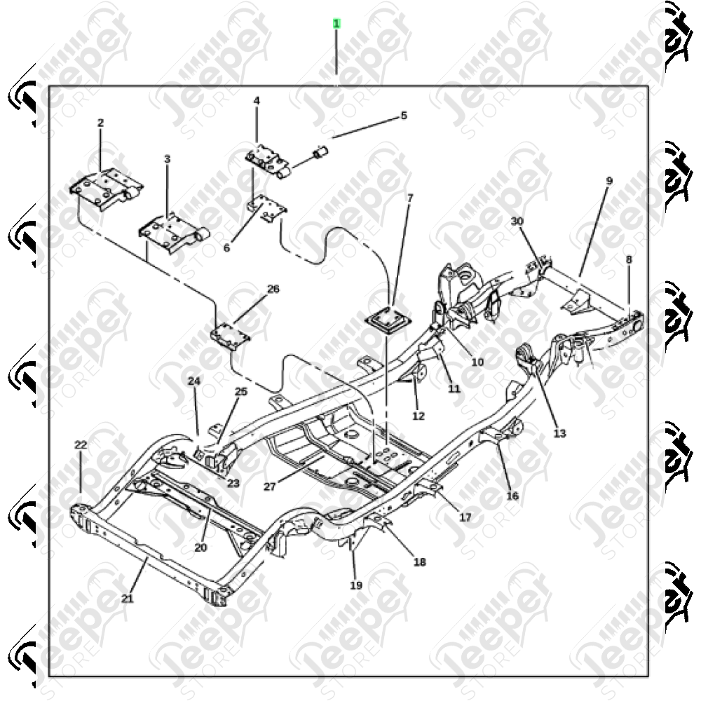Châssis nu moteur 2.4L essence - Jeep Wrangler TJ - 52059651 / 52059651AD / 52059651AB / 52059651AC