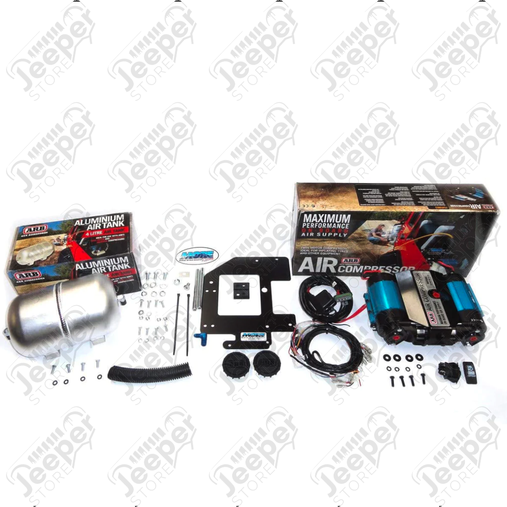 Compresseur double pour Blocage ARB Air Locker Avant et Arrière avec réserve d'air de 4litres et malette, pour pons AMC 20, Dana 30, Dana 35, Dana 44.