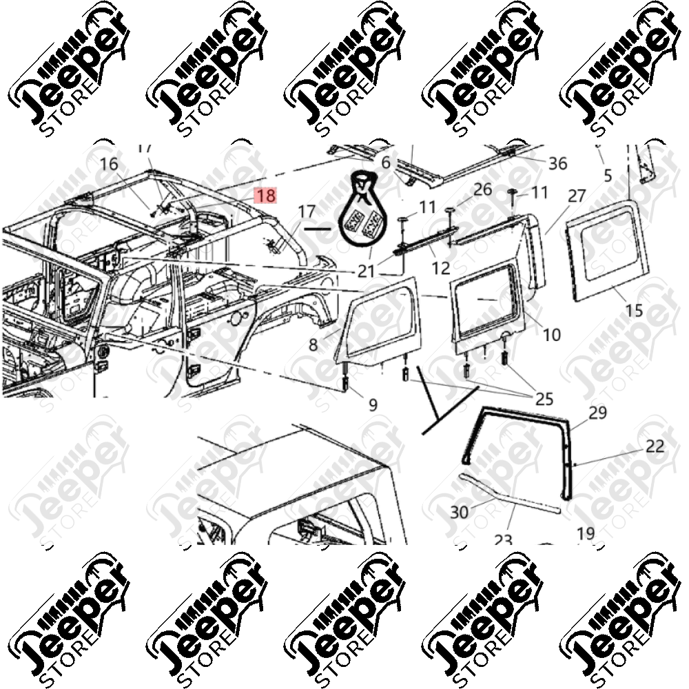 Vis pour patte fixation bâche origine - Jeep Wrangler JK - 6036311AA