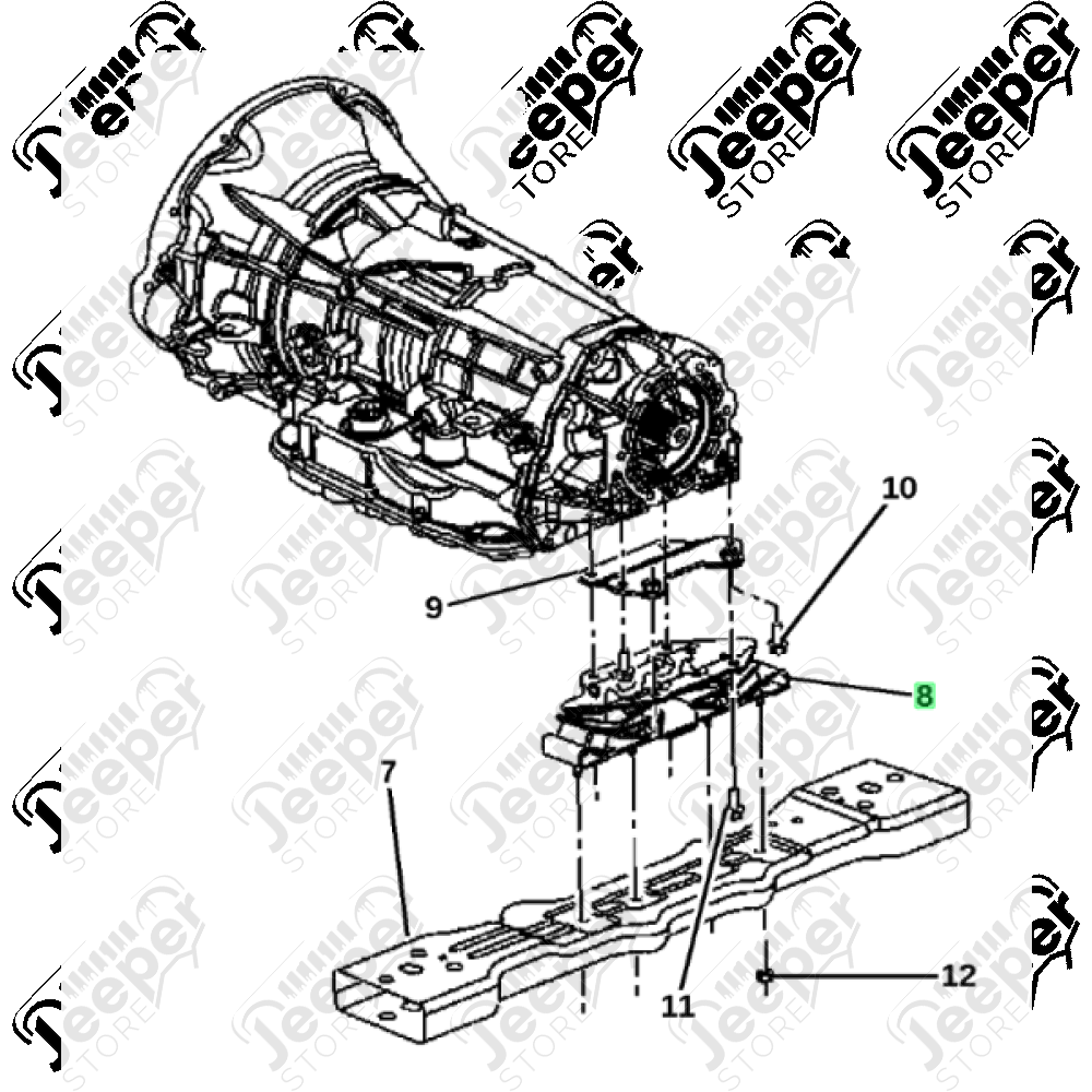 Silentbloc de boite de transfert 2.8L CRD Jeep Cherokee Liberty KJ - Z601.47 / 52129170 / 52129170AH / 52129170AD / 52129170AE / 52129170AF / 52129170AG