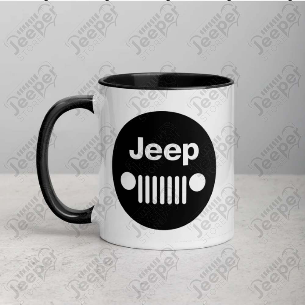 Goodies : Mug Jeep avec calandre en céramique avec intérieur noir (taille : 15oz)