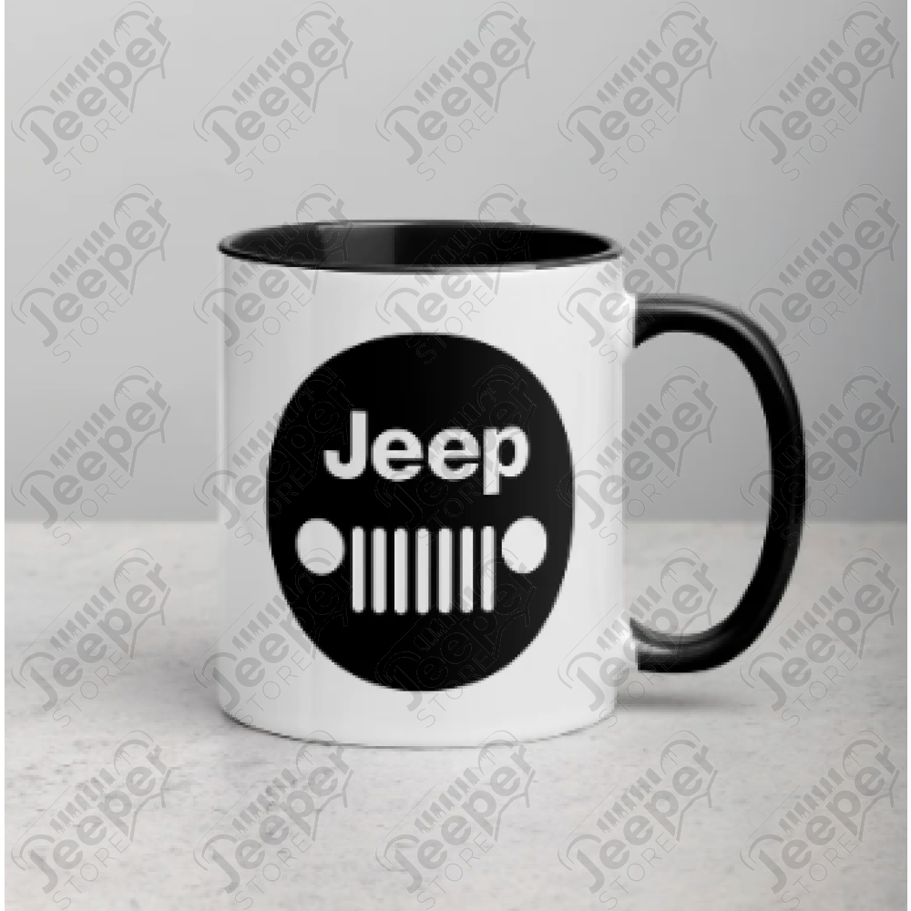 Goodies : Mug Jeep avec calandre en céramique avec intérieur noir (taille : 15oz)