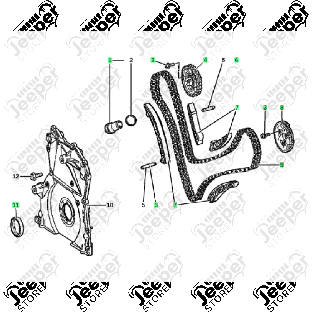Kit distribution pour 3.0L CRD (Mercedes) Jeep Grand Cherokee WH, WK - V3010015BEK / 5175461AA + 5073901AA x4 + 5080110AA + 5175460AA x4 + 5175511AA + 5175458AA + 5175510AA + 5073675AB 