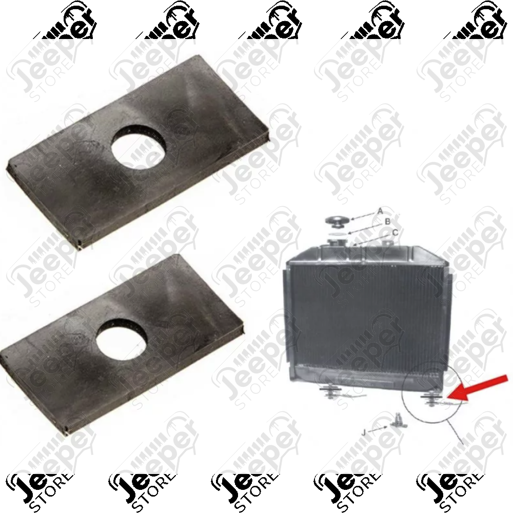 Kit 2 cales caoutchouc sous radiateur moteur pour Jeep Willys MB, Ford GPW, Hotchkiss M201