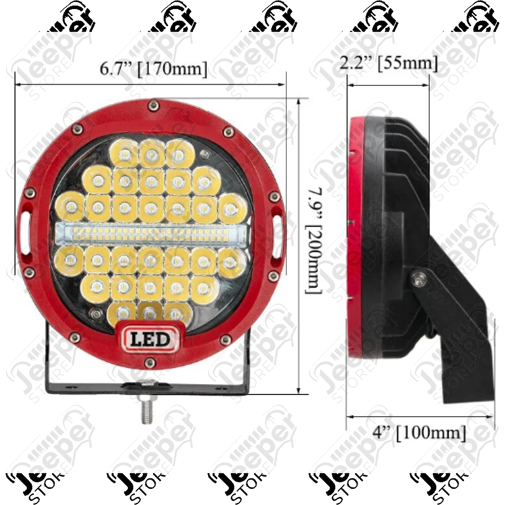 Kit 2 phares LED (diamètre : 7") couleur cadre rouge