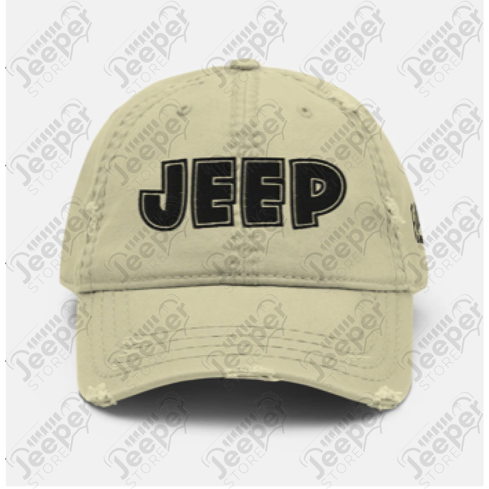 Casquette Jeep, couleur beige écrit Jeep en noir