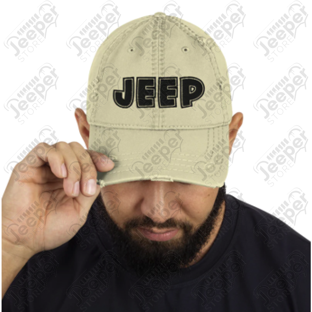 Casquette Jeep, couleur beige écrit Jeep en noir