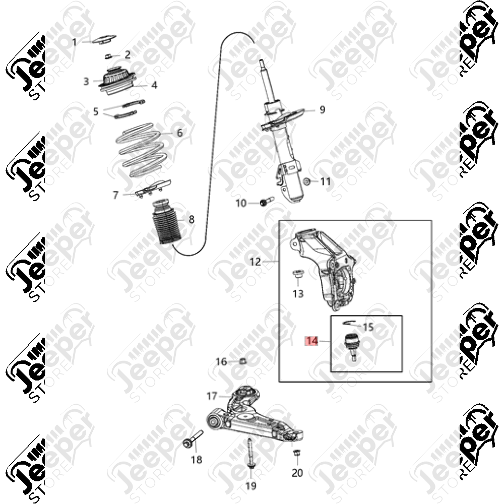 Rotule de triangle inférieur avant Jeep Cherokee KL