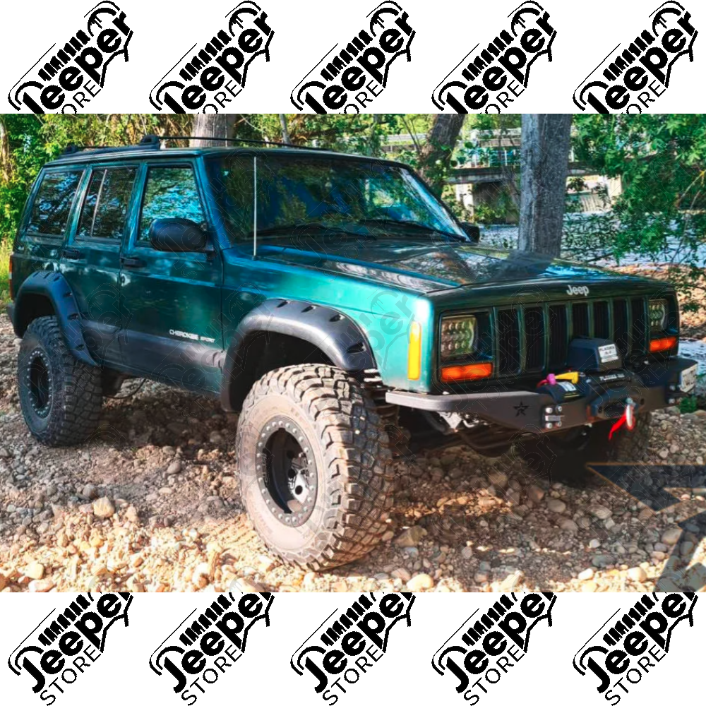 Pare chocs avant acier avec porte treuil (modèle EXT) Rock Army Jeep Cherokee XJ