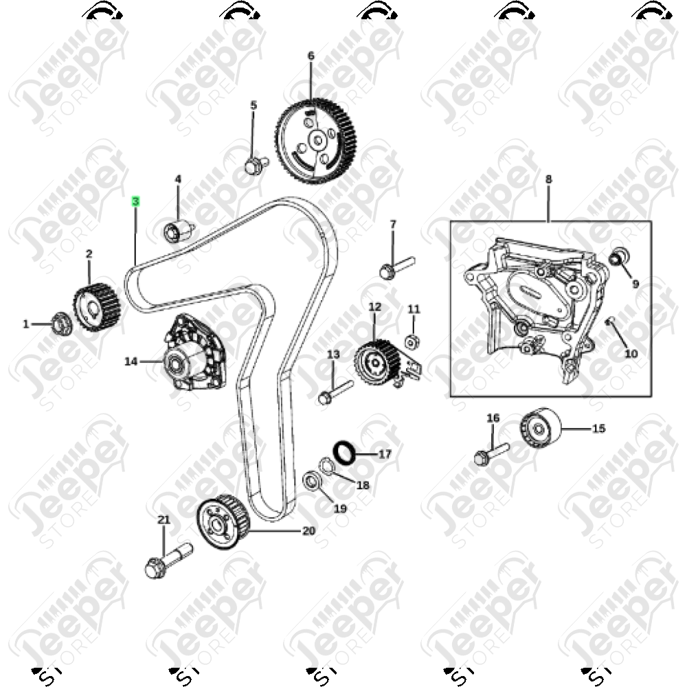 Courroie de distribution 2.2L CRD Jeep Cherokee KL