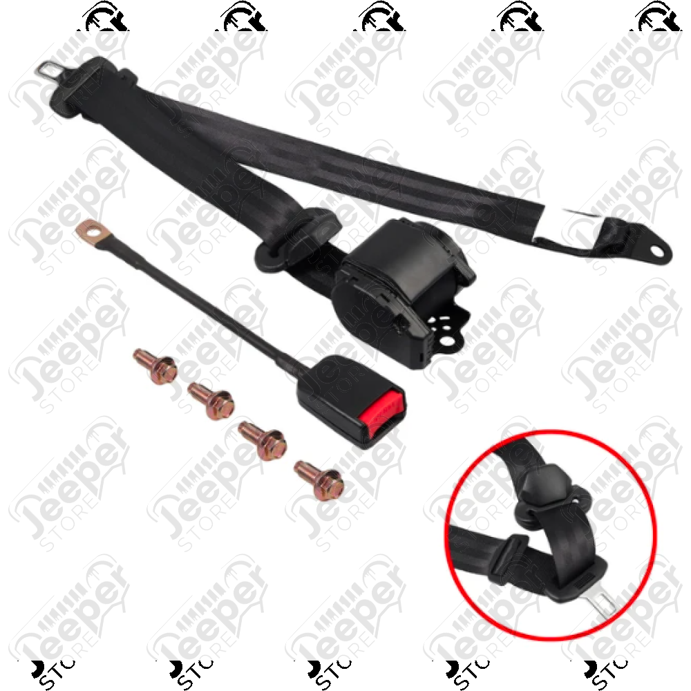 Ceinture de Sécurité Noire Universelle 3 Points pour Jeep, 4x4, voiture, camion, ...