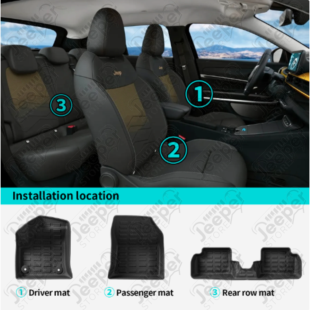 Kit de tapis avant, arrière et coffre pour Jeep Avenger