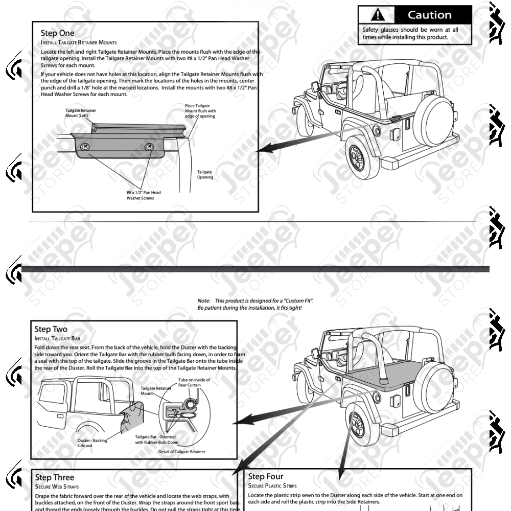 Couverture de plateau de chargement "Duster", sans support (en remplacement de hard-top) Couleurs: Spice, Jeep Wrangler TJ (sans pouvoir garder l'armature de la bâche dessous) 