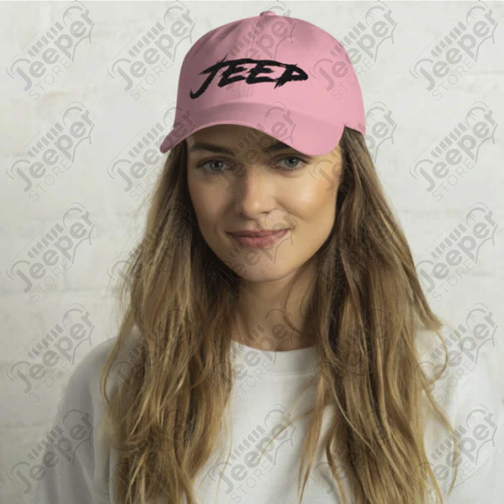Casquette Jeep, couleur rose écrit Jeep en noir