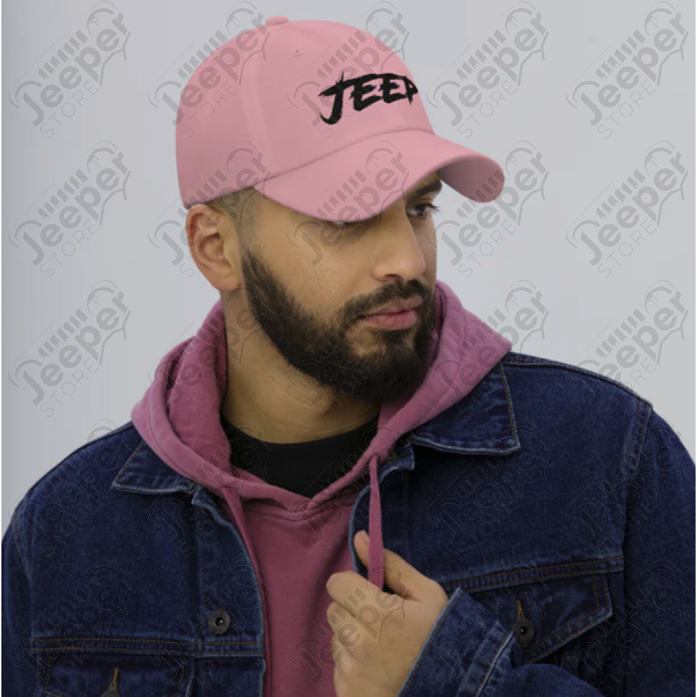 Casquette Jeep, couleur rose écrit Jeep en noir