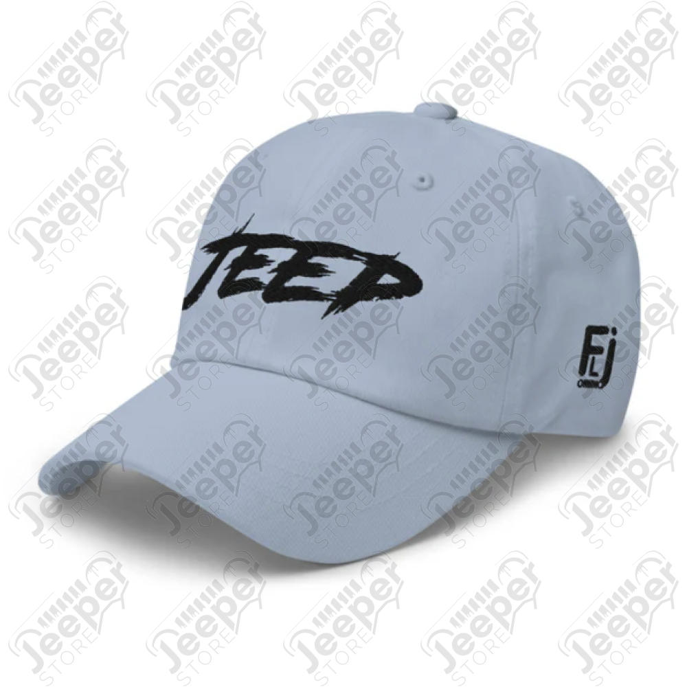 Casquette Jeep réglable, couleur bleu écrit Jeep en noir
