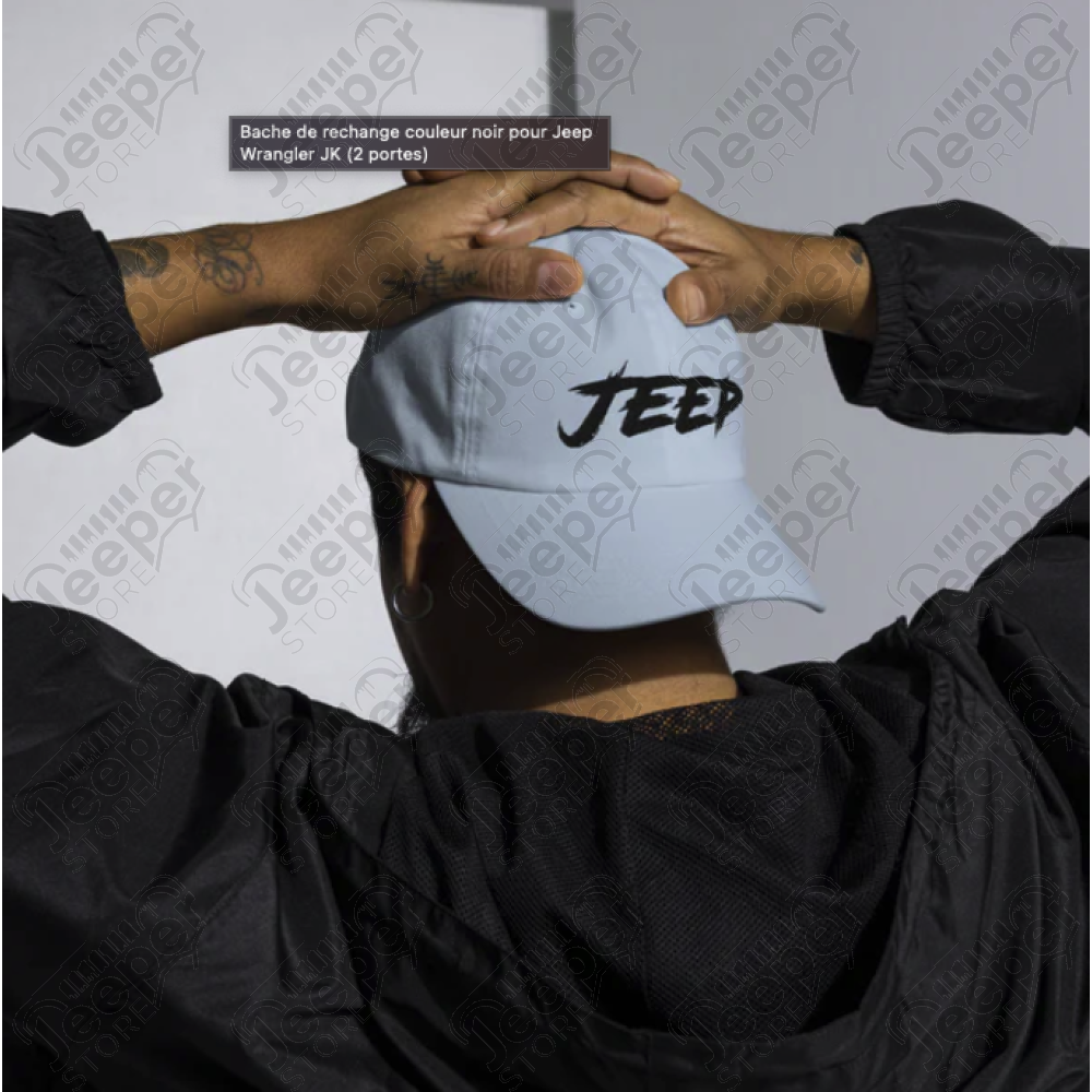 Casquette Jeep réglable, couleur bleu écrit Jeep en noir