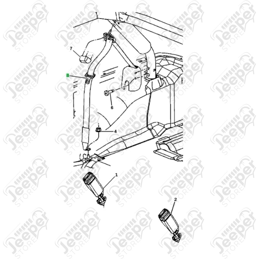Ceinture de sécurité arrière gauche OU droite - Jeep Wrangler JK Unlimited (4 portes)