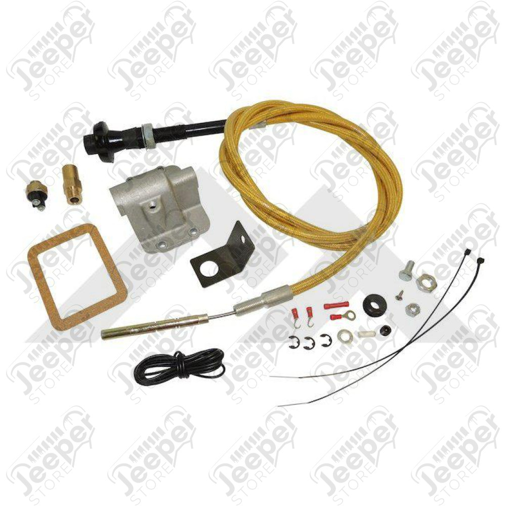 Kit de commande manuelle par câble pour pont avant dana 30, (avec réhausse 3" et plus) Jeep Wrangler YJ, Cherokee XJ