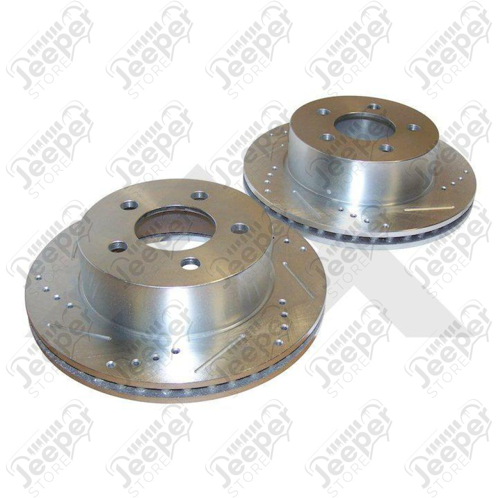 Kit 2 disques de frein "Performance" avant renforcés percés et raynurés pour Jeep Wrangler TJ, Cherokee XJ