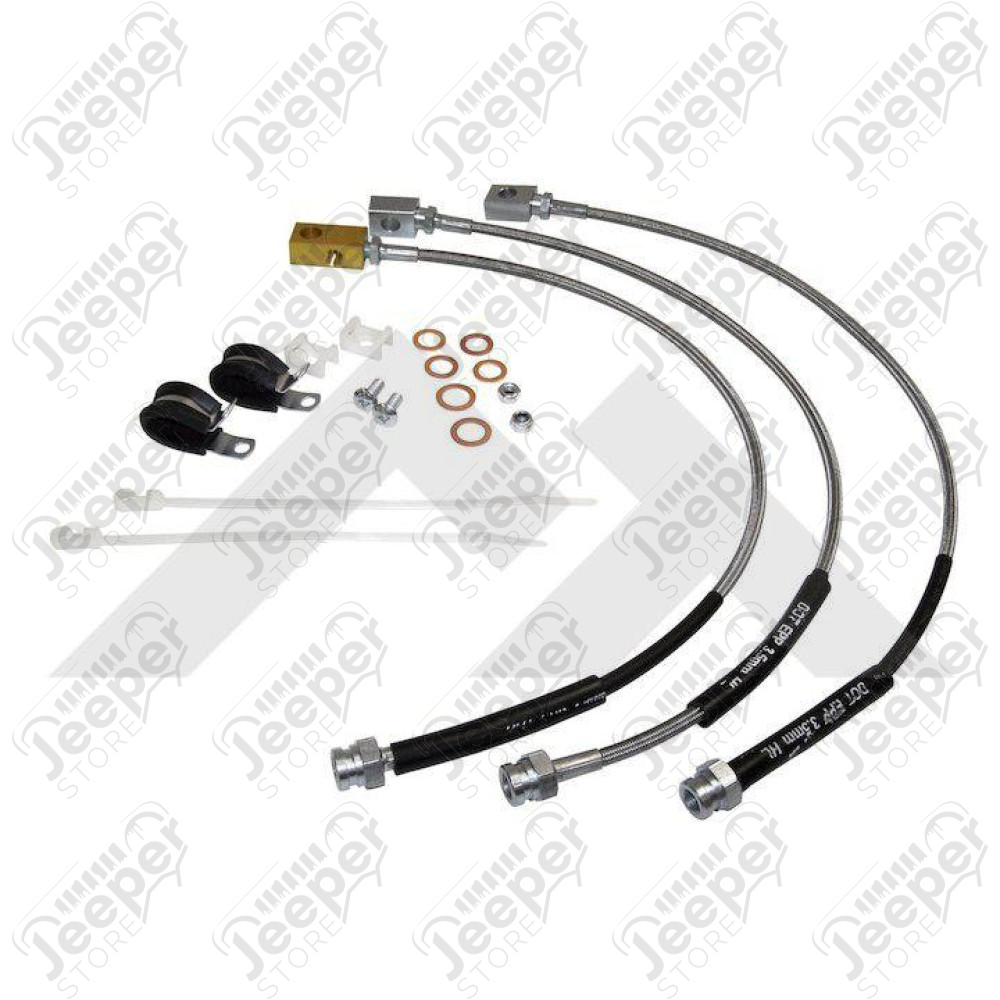 Kit de 3 flexibles de frein rallongés renforcés pour Jeep CJ5, CJ7, CJ8 - RT31016 / CR-RT31016 / 0359.02