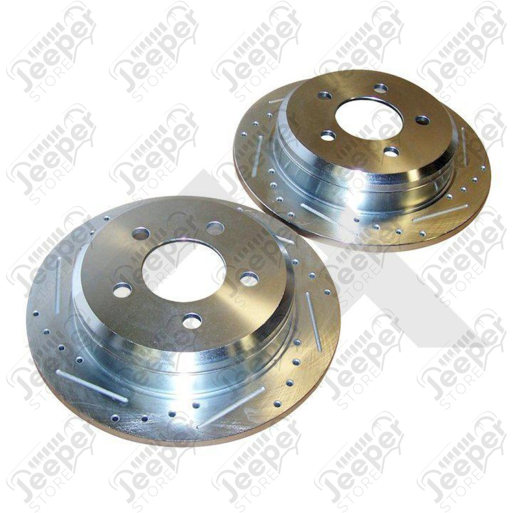 Kit 2 disques de frein "Performance" arrière renforcés percés et raynurés pour Jeep Grand Cherokee ZJ, ZG