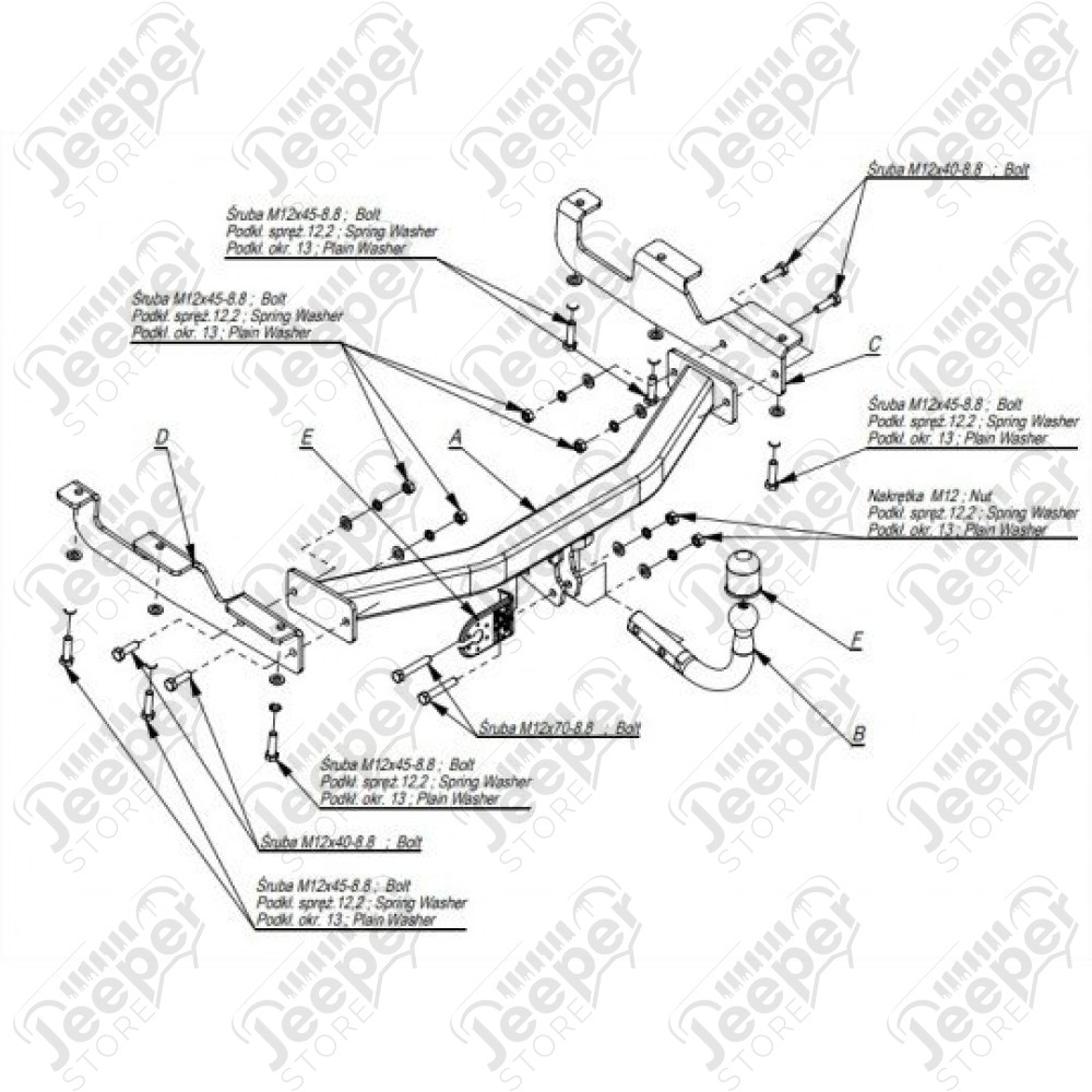 Crochet d'attelage Europe pour Jeep Grand Cherokee WJ, WG