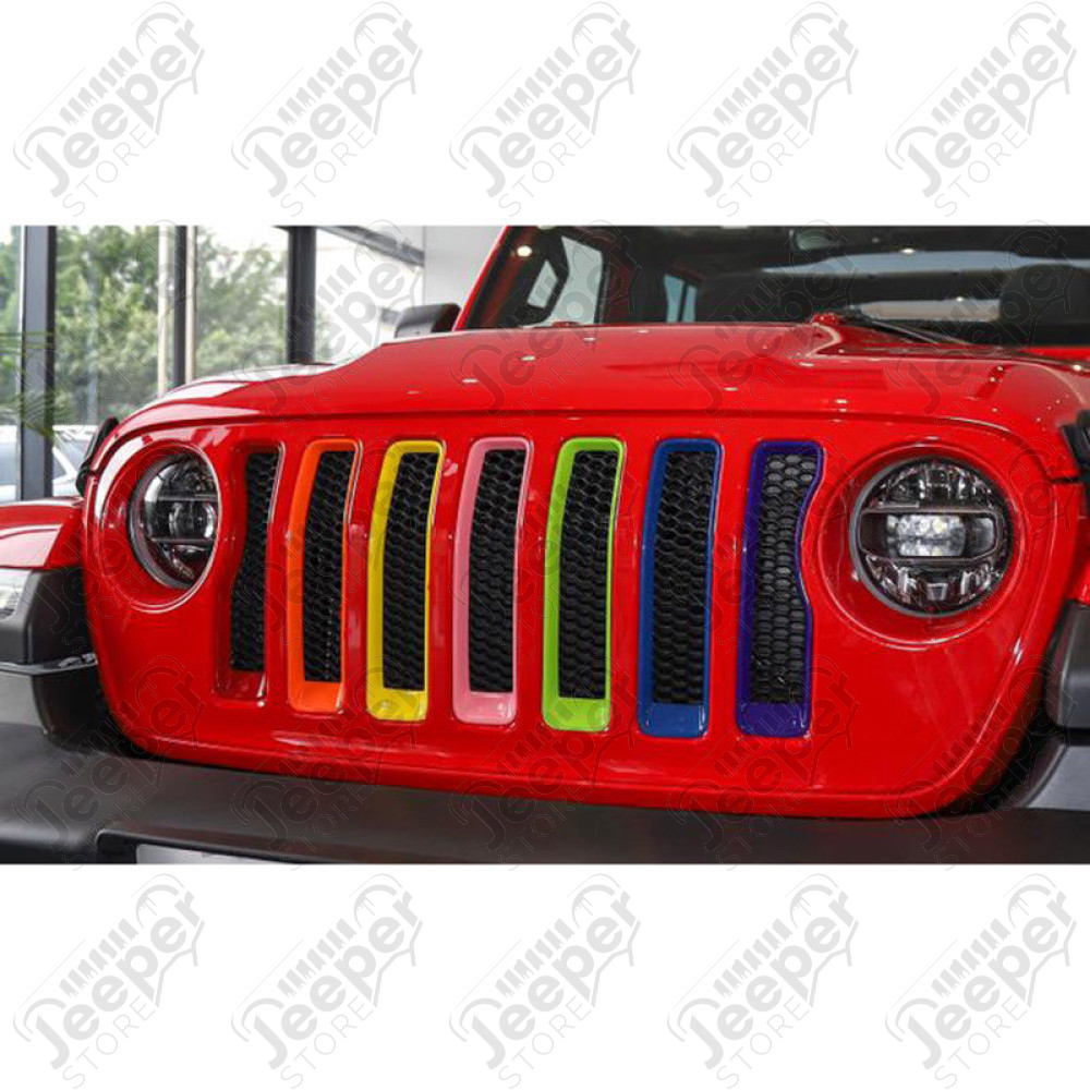 Kit d'inserts multicolore (enjoliveurs) de calandre pour Jeep Wrangler JL