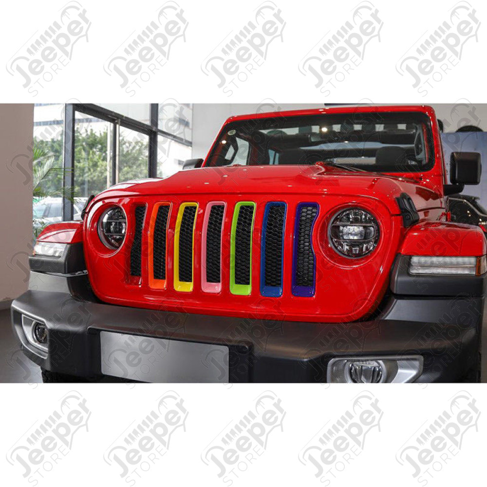 Kit d'inserts multicolore (enjoliveurs) de calandre pour Jeep Wrangler JL