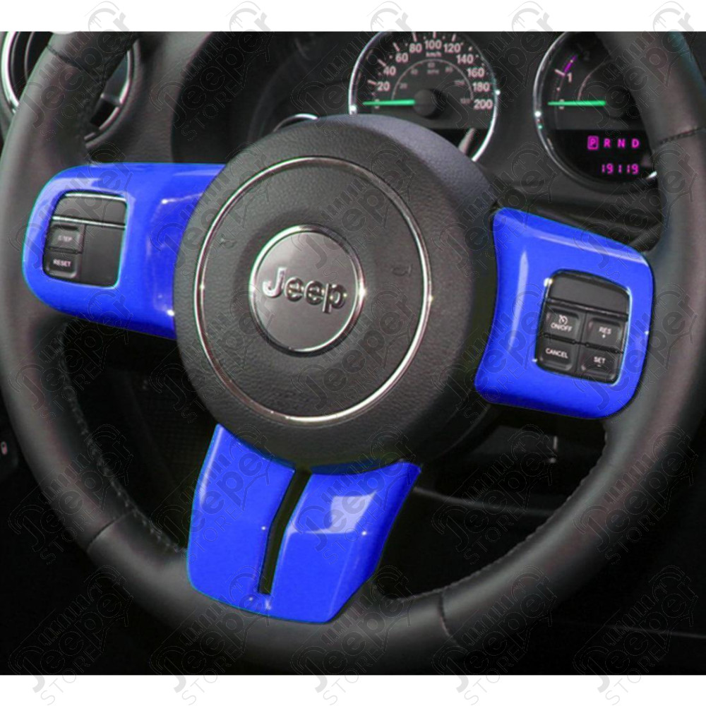 Kit d'enjoliveurs de tableau de bord et portes (18 pièces) (couleur: bleu) pour Jeep Wrangler JK
