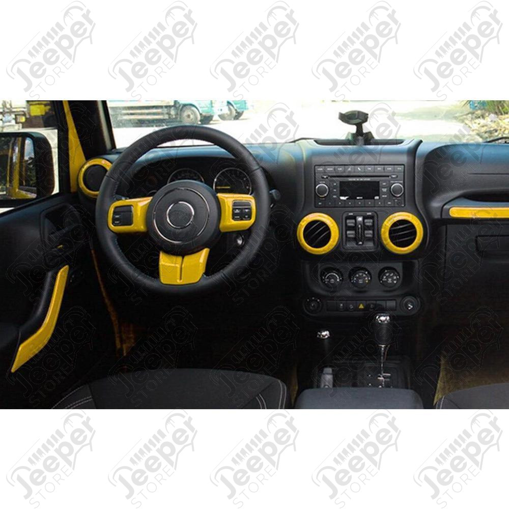 Kit d'enjoliveurs de tableau de bord et portes (18 pièces) (couleur: jaune) pour Jeep Wrangler JK