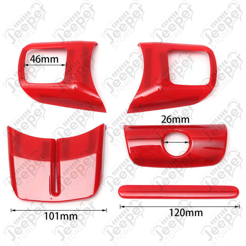 Kit d'enjoliveurs de tableau de bord et portes (18 pièces) (couleur: rouge) pour Jeep Wrangler JK