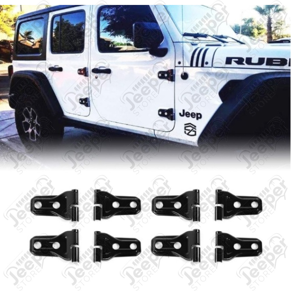 Kit enjoliveurs de charnières de portes (couleur: noire) Jeep Wrangler JL Unlimited (4 portes) 
