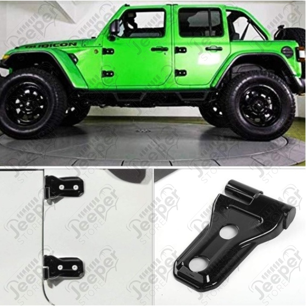 Kit enjoliveurs de charnières de portes (couleur: noire) Jeep Wrangler JL Unlimited (4 portes) 