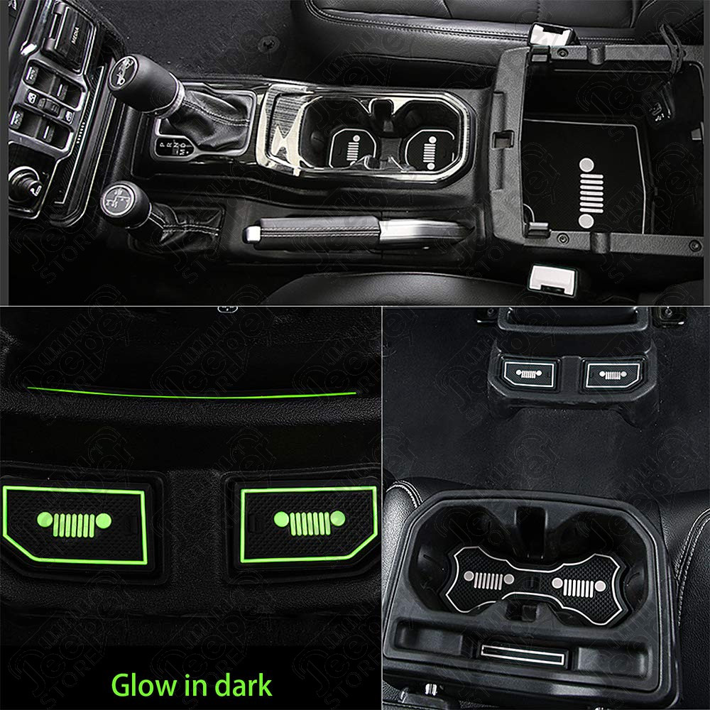 Kit tapis caoutchouc pour rangement tableau de bord avec logo Jeep couleur blanc pour Jeep Wrangler JL
