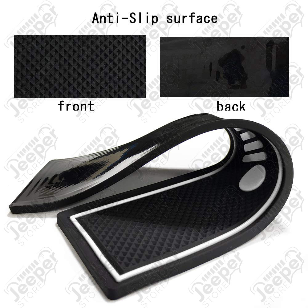 Kit tapis caoutchouc pour rangement tableau de bord avec logo Jeep couleur blanc pour Jeep Wrangler JL