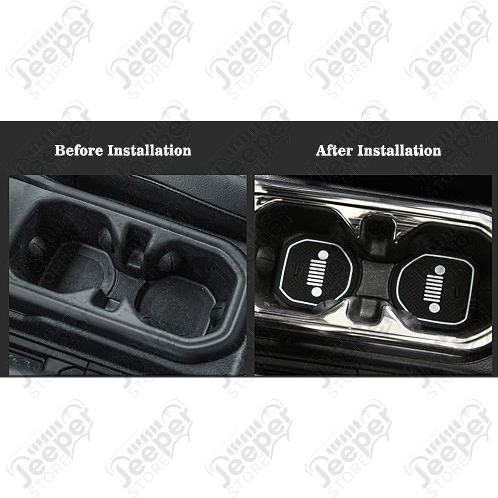 Kit tapis caoutchouc pour rangement tableau de bord avec logo Jeep couleur blanc pour Jeep Wrangler JL
