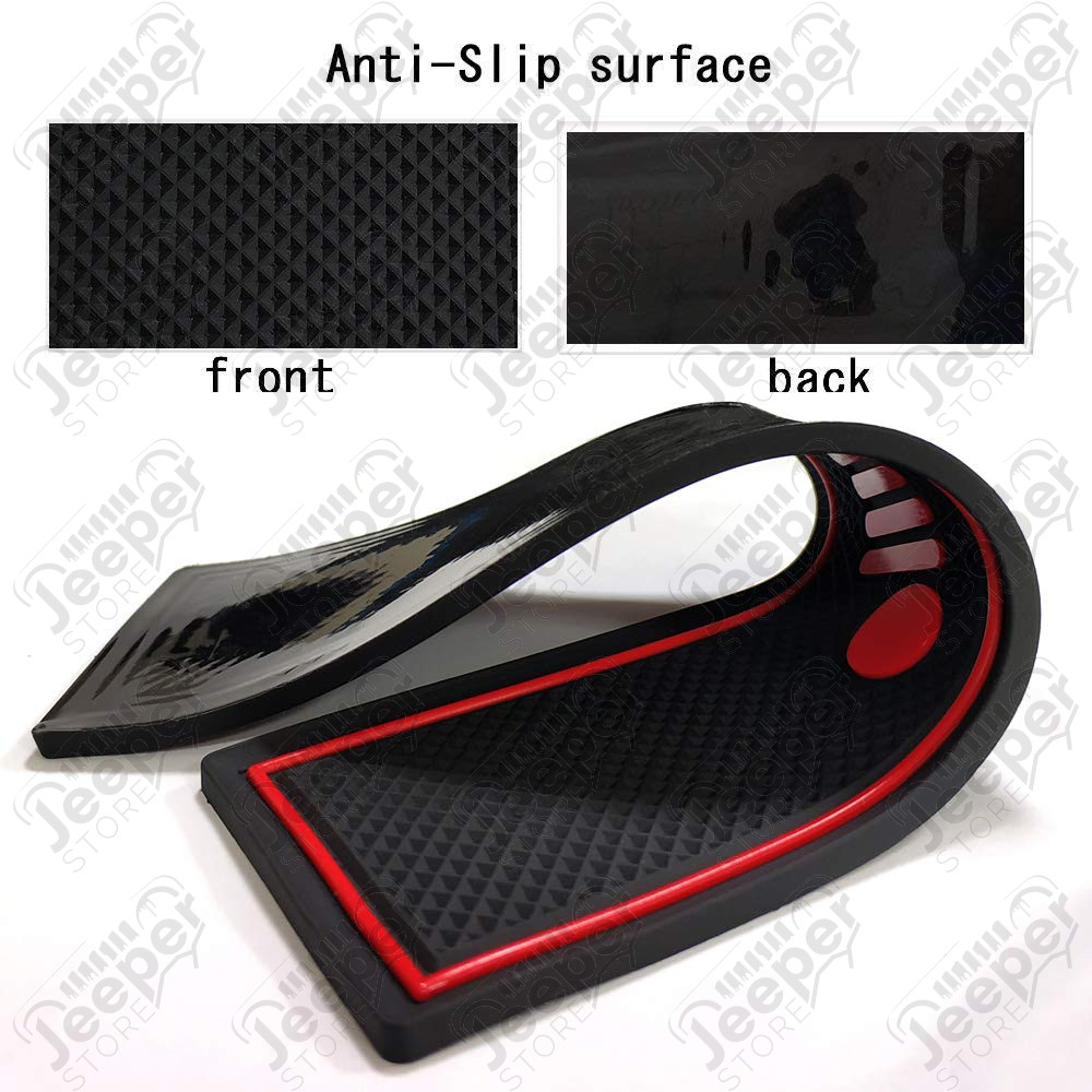 Kit tapis caoutchouc pour rangement tableau de bord avec logo Jeep couleur rouge pour Jeep Wrangler JL