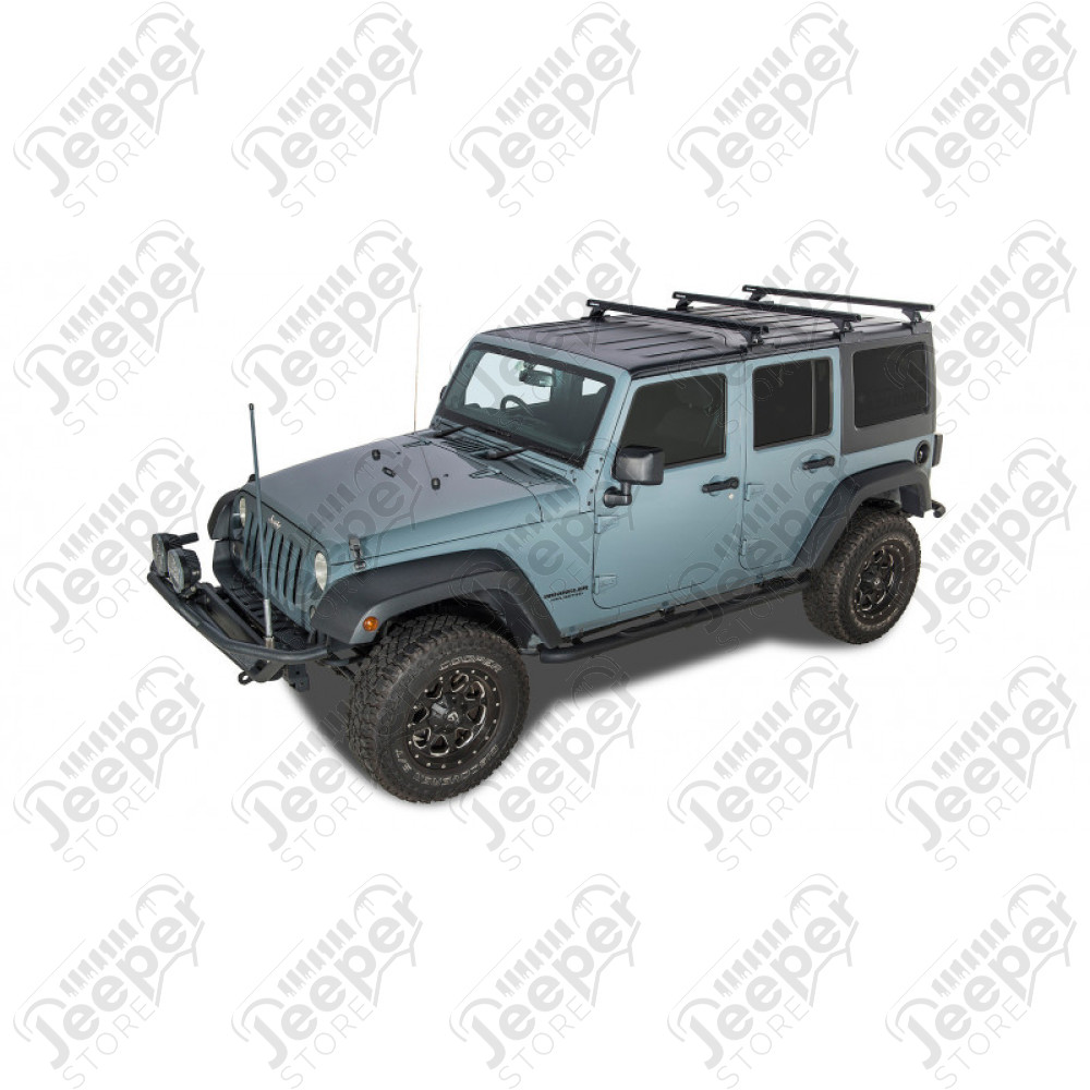 Galerie de toit Rhino-Rack complète (3 barres) pour Jeep Wrangler JK Unlimited (4 portes) 