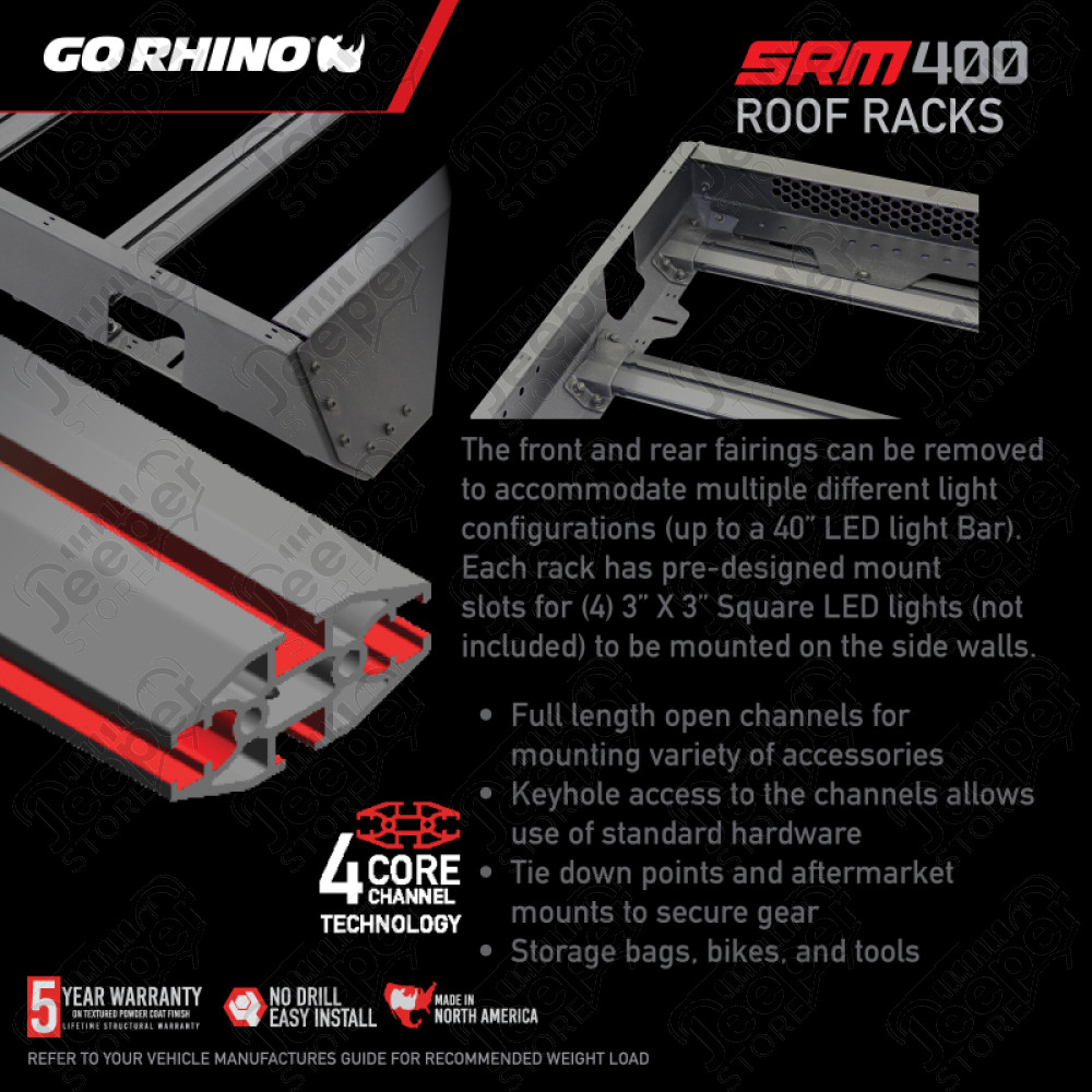 Galerie de toit SRM400 universel Go Rhino (dimension: 172x132x14cm) - 5934068T