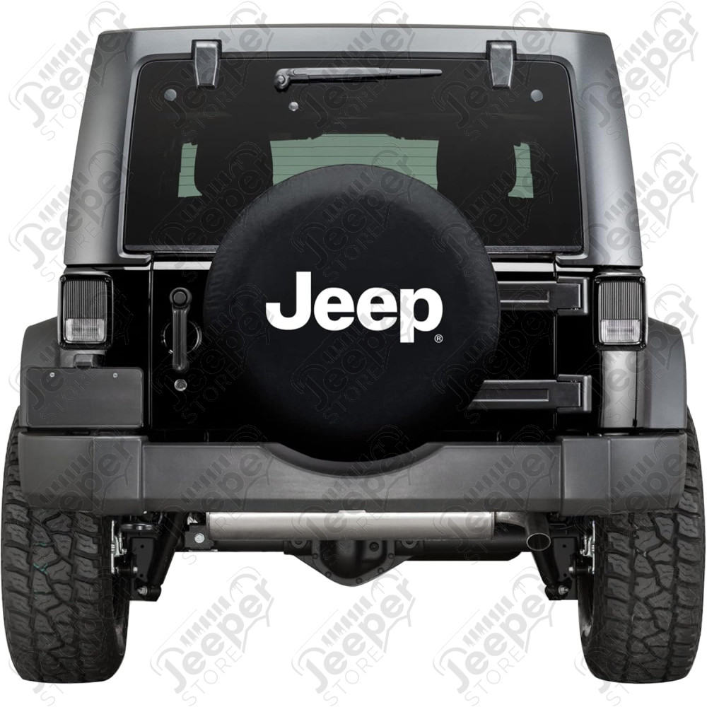 Housse de roue de secours Jeep pour diamètre 30" à 33" couleur noir écrit Jeep en blanc - 000793