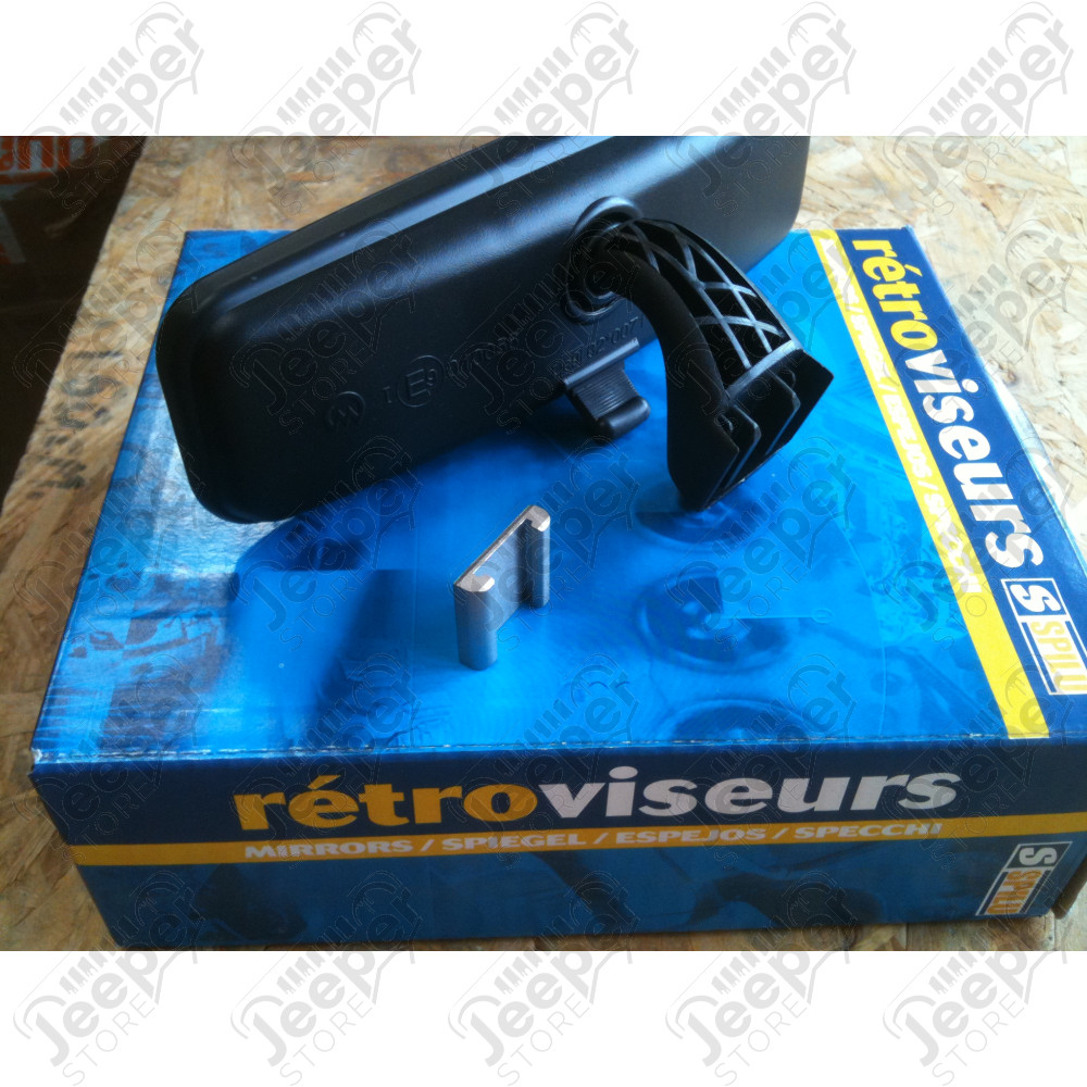 Rétroviseur d'intérieur noir universel pour Jeep - Dimensions : 20cm x 6.5cm - Avec pastille pour le collage - ALPX71111